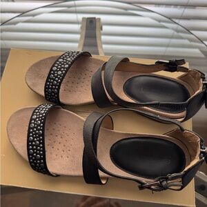 Geox Black Studded Sandals